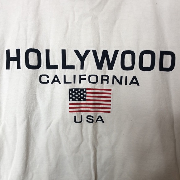 Hollywood California USA By JerZees Women's White Short Sleeve Tee Top M MEDIUM - Picture 4 of 7